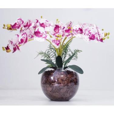 Imagem de Arranjo Flores 4 Orquídeas Artificial Com Vaso - La Caza Store