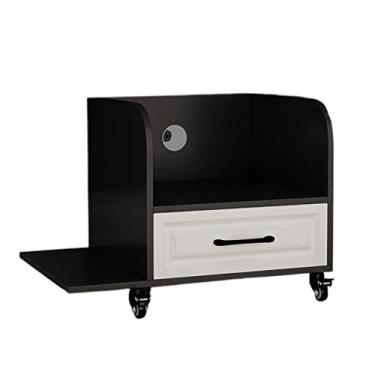 Imagem de KIZQYN Suporte de impressora Rack de suporte de mesa de escritório sob polia do chão ao teto Suporte de impressora Rack Suporte de armazenamento Moldura principal com Impressora de mesa de gaveta (Cor: C-40 * 38 cm - com suporte)