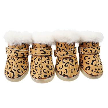 Imagem de Botas de cachorro inverno neve botas de cachorro sapatos para cães pequenos médios pavimento quente sapatos de gato, 4 peças, amarelo, tamanho 2