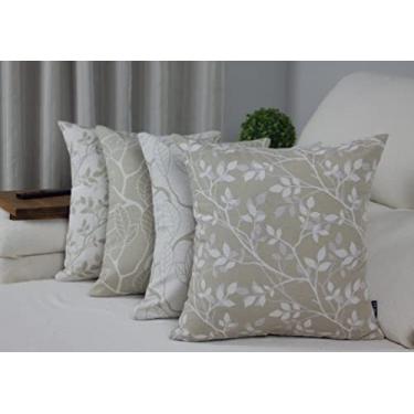 Imagem de Kit 4 Capas Almofada Jacquard (Ramo + Folha)
