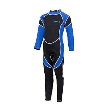 Imagem de bestgift Roupa de mergulho quente infantil de manga comprida com protetor solar de manga comprida para meninos e meninas com snorkeling e surfe frio engrossado azul 2,5 mm nº 2