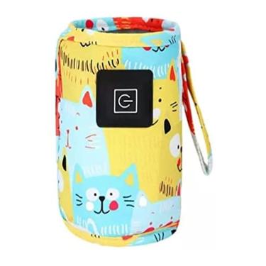 Imagem de Aquecedor Mamadeira Regulagem Temperatura 3 Niveis Usb (Gato Amarelo)