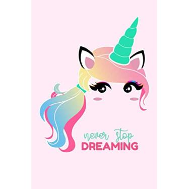 Imagem de Caderno Never Stop Dreaming: Unicórnio Lavanda, Acabamento Fosco, Papel de Linha Larga (Caderno de 15 x 23 cm para Meninas) Diário de Escrita, Diário, Caderno para Crianças