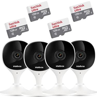 Imagem de 4 Câmeras Ip Wi-fi IMX C Intelbras Branca + 4 Cartões SD 128GB Ultra