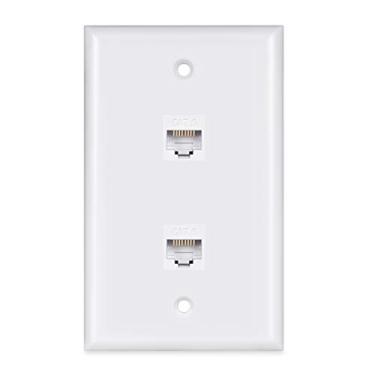 Imagem de 2 placas de parede Ethernet - 2 portas PHIZLI Cat6 Ethernet placa de parede fêmea para fêmea - branca