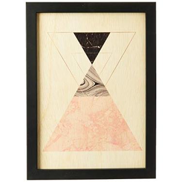 Imagem de Arte Maníacos Quadro Decorativo em Madeira Geométrico Triângulos Pirâmide - 32,5x23cm (Moldura caixa em laca preta)