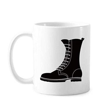 Imagem de Botas altas masculinas pretas com estampa de contorno caneca cerâmica café porcelana louça