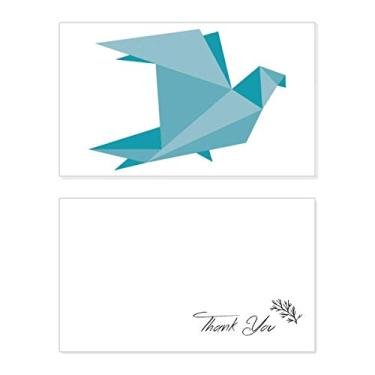Imagem de Padrão de pombo abstrato origami verde cartão de agradecimento aniversário aniversário saudação casamento agradecimento