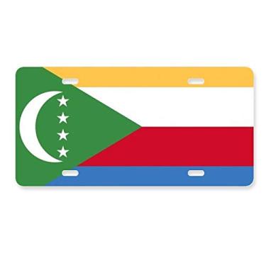 Imagem de DIYthinker Comoros Bandeira Nacional da África Placa de Carro Decoração de Carro Acessório de Aço Inoxidável