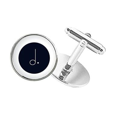 Imagem de DIYthinker Abotoaduras pretas com clipe de botão redondo White Music pontilhado Mim