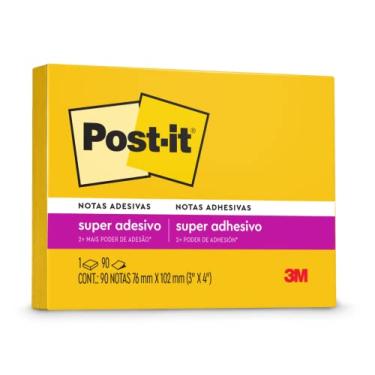Imagem de Post-it, 3M, Bloco de Notas Super Adesivas, Amarelo Sol, 76mm x 102mm, 90 folhas
