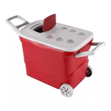 Imagem de Caixa Térmica 24 Horas Com Rodas Vermelho - 50 L - 68 Latas