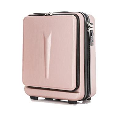 Imagem de Mala de mão pequena leve com bolso frontal com zíper, ABS + PC Mala de viagem rígida com trava TSA, bagagem de mão fácil de viajar, bagagem de mão para viagem/negócios, Ouro rosa, Moderno