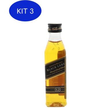 Imagem de Kit 3 Mini Whisky Johnnie Walker Black Label 50ml