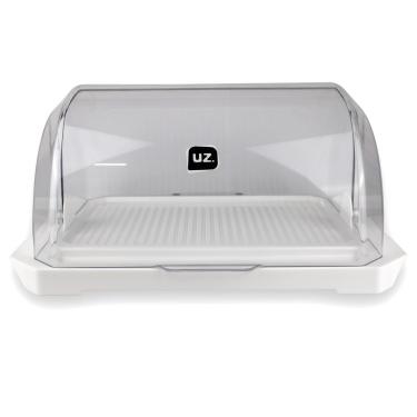 Imagem de Porta Pão Acrílico Suporte Guarda Armazena Pães Com Tampa Retrátil Transparente UZ Utilidades Cesto Pao Padaria Multiuso	