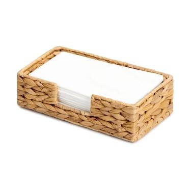 Imagem de StorageWorks Porta-guardanapos de jacinto de água, cestas de vime e bandeja de servir para cozinha, porta-guardanapos de ratã para mesas, 1 pacote, 23 cm C x 13 cm L x 7 cm A