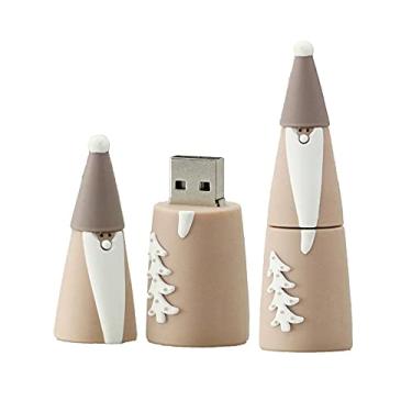 Imagem de Pen Drive USB em forma de boneco de neve de 128 GB, pen drive USB 2.0, pen drive USB 2.0, pen drive, pen drive, pen drive, cartão de memória, armazenamento externo (marrom)