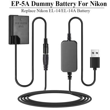 Imagem de Adaptador usb cabo de carregamento  EP-5A dc acoplador EN-EL14 manequim bateria para nikon p7000
