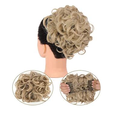 Imagem de Mulheres Bun Scrunchies Pente Presilha em Rabo de Cavalo Extensões para Mulheres Extensões de Coque Cacheado Desarrumado Peruca Sintética Updo Chignons Cabelo Esticável Fácil Pão (Color : 24T613)