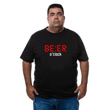 Imagem de Camiseta Masculina Plus Size Algodao Frase Beer O`Clock Com Abridor De Garrafas Integrado