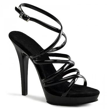 Imagem de PROMI Salto alto sexy 13 cm oco para fora totalmente transparente sapatos de cristal verão sandálias femininas, Preto, 40