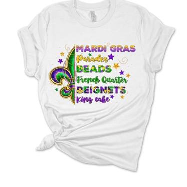 Imagem de Camiseta feminina de manga curta Mardi Gras Traditions, Branco, XXG
