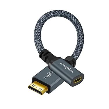 Imagem de Twozoh Adaptador mini HDMI macho para micro HDMI fêmea, 20 cm, conectores banhados a ouro, suporta 3D/4K 1080p/1080i/720p/480p HDMI 2.0