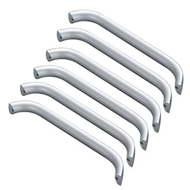 Imagem de 6 peças maçanetas de porta de cozinha puxadores de gaveta puxador de móveis prata puxadores de armário de banheiro alças de guarda-roupa maçaneta de porta de armário puxadores de arco de armário