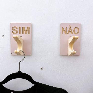 Imagem de 8 Ganchos Sim Não Provador de loja roupas boho premium rosa
