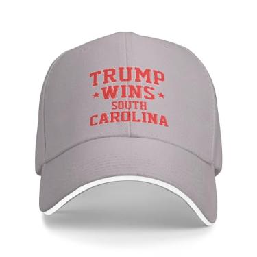 Imagem de Boné de beisebol 2024 Trump WINS South Carolina Truckers ajustável para homens/mulheres boné de caminhoneiro 2024 clássico original cinza, Cinza, G