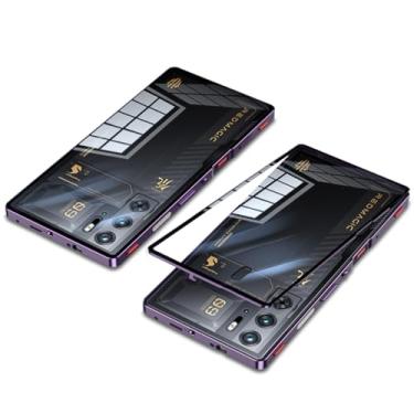 Imagem de QUIETIP Capa compatível com Red Magic 9 Pro e 9S Pro com protetor de tela, moldura de metal + capa traseira de vidro temperado transparente, roxa