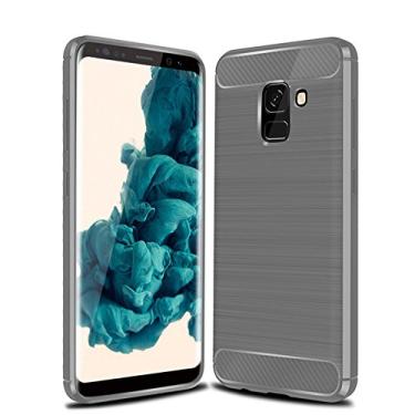 Imagem de Manyip Capa para Samsung Galaxy A8 2018, capa de fibra de carbono anti-riscos e resistente impressões digitais totalmente protetora capa de couro Cover Case adequada para Samsung Galaxy A8 2018