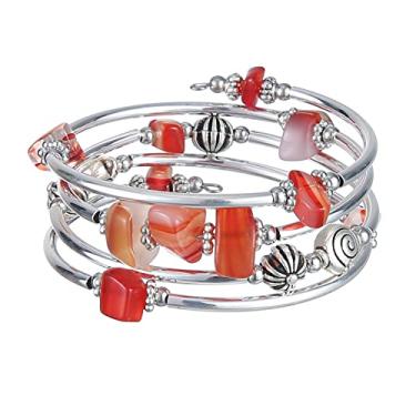 Imagem de FULU AUTUMN Pulseiras com contas para mulheres pulseiras de prata para mulheres bijuteria de fantasia presente moderno, 7IN, Pedra, Sem pedras preciosas
