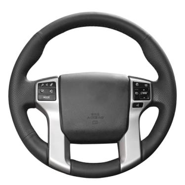 Imagem de MEWANT Capa para volante de couro genuíno DIY preta para Toyota Land Cruiser Prado/Tundra/Tacoma/4Runner / Sequoia (roda de madeira não servir)