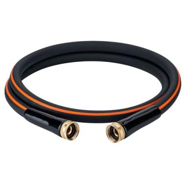 Imagem de EASTRANS Mangueira de jardim fêmea para fêmea 0,9 m x 5/20.3 cm, mangueira de água curta resistente com conector de latão sólido de 0,9 cm, flexível, leve, preta e laranja