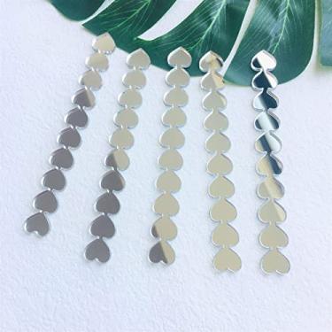 Imagem de CHENRUI 20 palitos de bolo de espelho de coração, palitos de picolé para chá de bebê de aniversário dos namorados (espelho prateado)