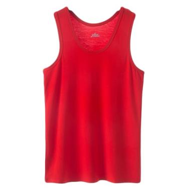 Imagem de newrong Camiseta masculina modal sem mangas com seção fina de gelo, Vermelho, 3G