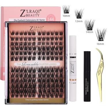 Imagem de SZITW Conjunto individual de cílios postiços Kit de conjuntos de cílios Cílios postiços Cílios de aparência natural com Lash Bond e Seal e Lash Tweezers Kit de extensão de cílios