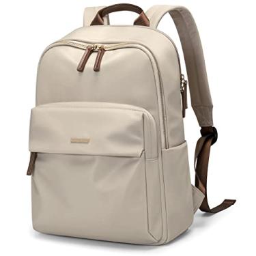 Imagem de GOLF SUPAGS Mochila feminina para laptop para notebook de 15/16 polegadas, couro PU, casual, mochila de trabalho, viagens, E-damasco, 15 Inch, Moderno