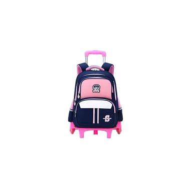 Imagem de Mochila escolar com carrinho para meninas de nylon impermeável
