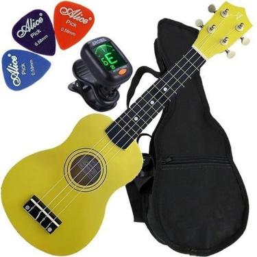 Imagem de Kit ukulele andaluz amarelo acústico soprano uks-01 yl