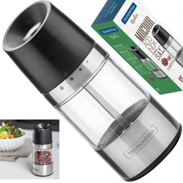 Imagem de Moedor Triturador Sal Grosso Pimenta Inox Moinho Tramontina 61653100 em Acrílico e Aço Inox com Moinho em Cerâmica