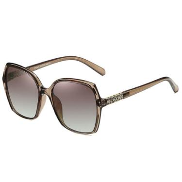 Imagem de Óculos de sol grandes e grandes da moda retrô feminino vintage armação quadrada óculos de sol acessórios de viseira, marrom