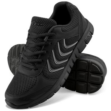 Imagem de Alicegana Tênis esportivo feminino de malha respirável com cadarço, moderno, confortável, leve, para corrida, branco, Blackfull, 7.5