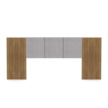 Imagem de Cabeceira Painel Casal Ripado Nature e Linho Cinza Sevilha 273 cm - Pallazio