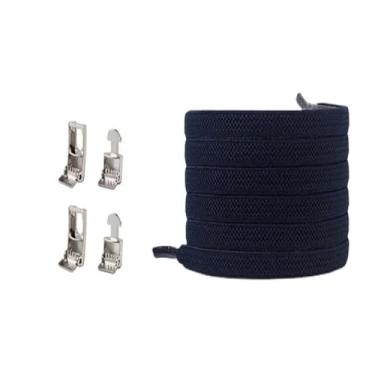 Imagem de Cross Buckle Elastic Laceless Shoelaces For Sneakers Flat Shoelaces For Kids And Adults Elastic Shoelaces For All Shoes(Navy Blue)