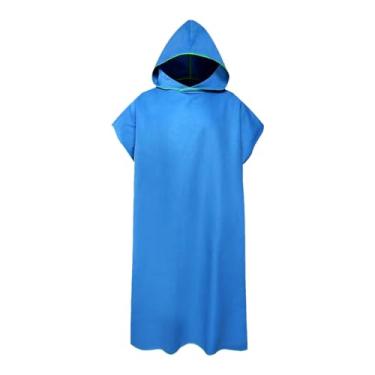 Imagem de Amagogo Toalha de poncho de surf, toalha de natação de praia, toalha de praia com capuz, roupa de mergulho adulta que de roupão de banho para piscina de, Azul