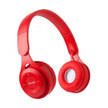 Imagem de Fone de Ouvido Sem Fio Bluetooth - Headset com Cancelamento de Ruído, Microfone Integrado e Ampla Distância Sem Interferência (Vermelho)