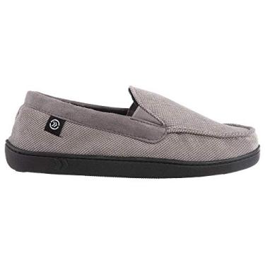 Imagem de isotoner Mocassim masculino de veludo cotelê diamante para uso interno/externo com espuma viscoelástica, Cinza, 11-12