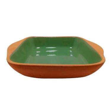 Imagem de Travessa Quadrada Aldeia em Ceramica com Alca 1,5L L23Xp23Xa6,5Cm Verde L Hermitage - Full Fit